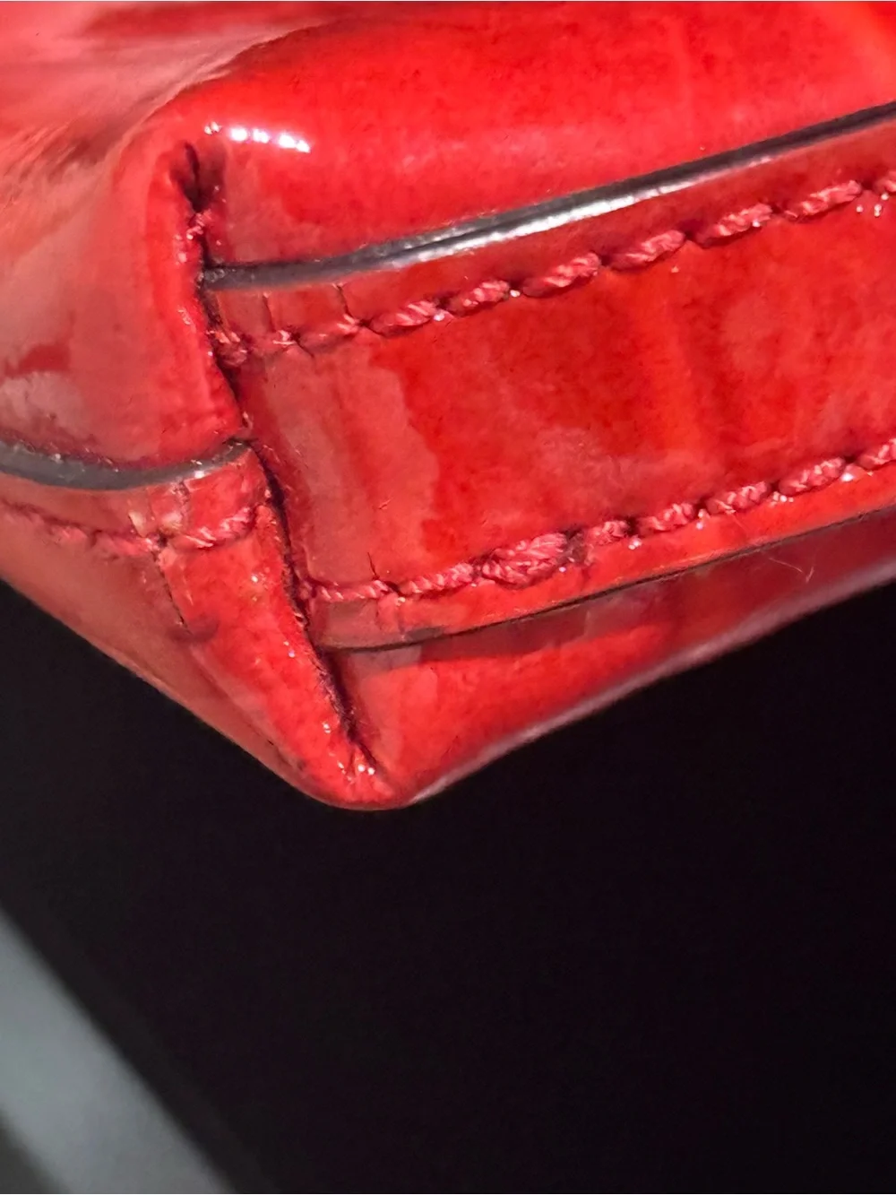 Kate Spade Knightsbridge Red Croc Patent Leather Bow Chain Shoulder Clutch